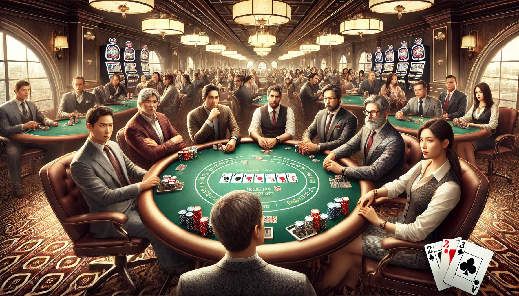 Poker players at table